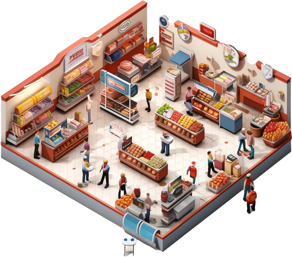 Illustration of a grocery department store